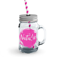 Pink Splat Add Any Name Mason Jar